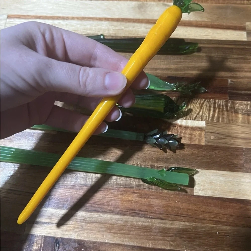 6 Vintage Crate & Barrel Bloody Mary Vegetables glass swizzle sticks Stirs Bar